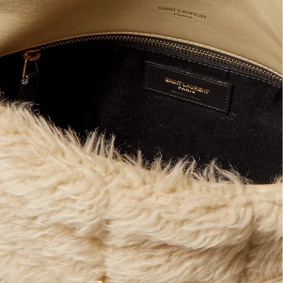 MSRP $4,100! NEW YSL SAINT LAURENT CREAM PUFFER LARGE FUR SHEARLING SHOULDER BAG - Picture 6 of 17